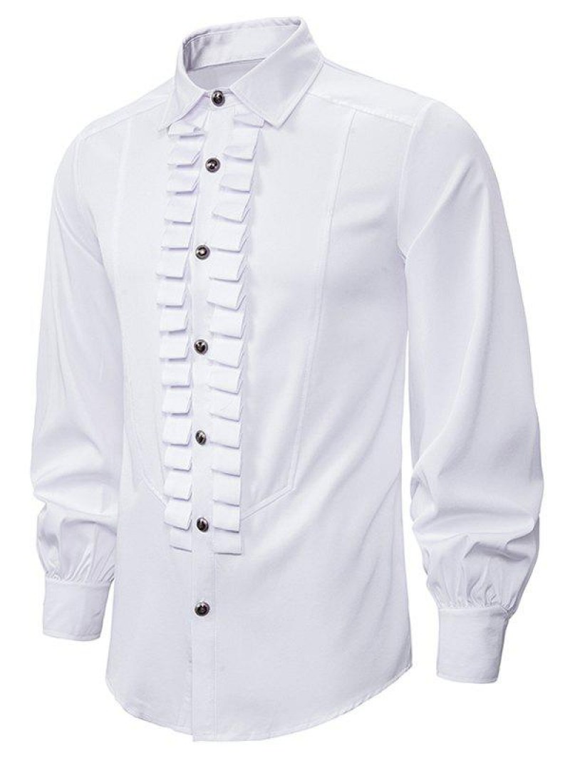 Front Ruched Button Up Gothic Shirt