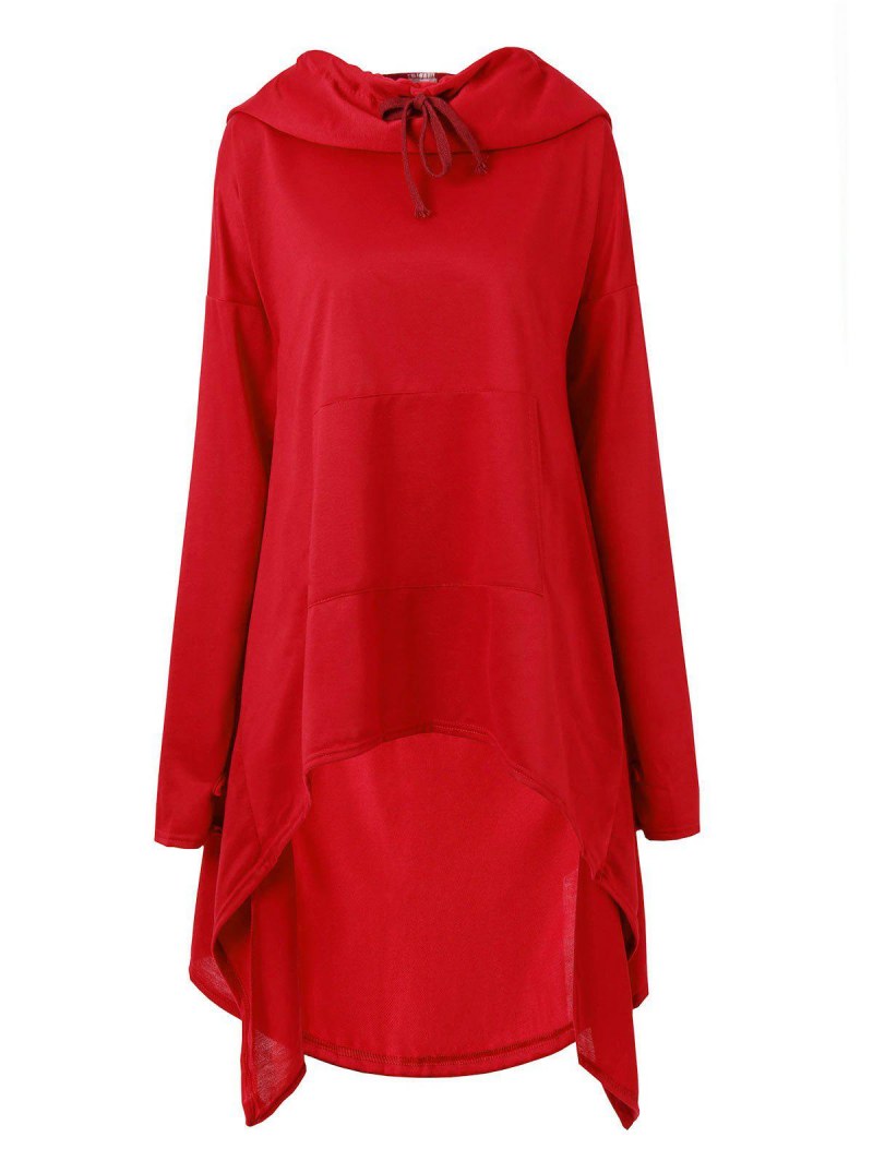 Funnel Collar Long Asymmetrical Sweatshirt