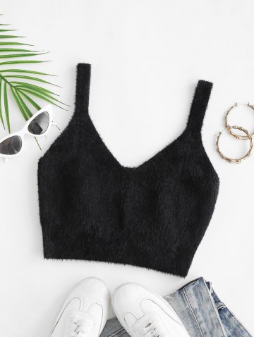 Fuzzy Knit Crop Tank Top