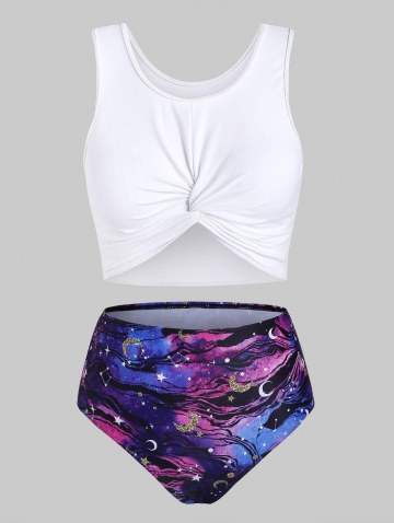 Galaxy Print High Waist Tankini Swimwear