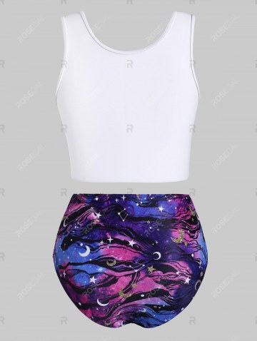 Galaxy Print High Waist Tankini Swimwear