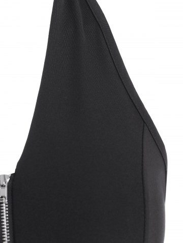 Halter Half Zip Slinky Asymmetrical Dress