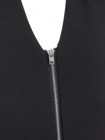 Halter Half Zip Slinky Asymmetrical Dress