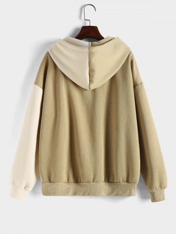 Hooded Los Angeles Graphic Two Tone Fleece Linging Jacket