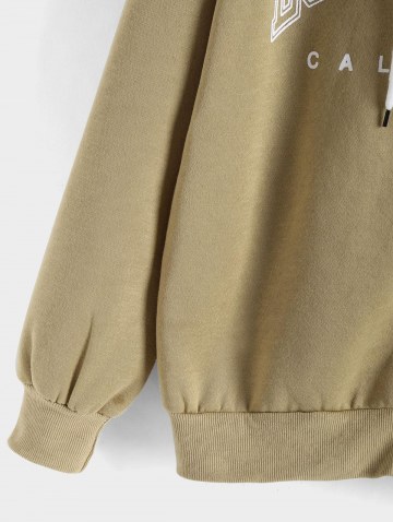 Hooded Los Angeles Graphic Two Tone Fleece Linging Jacket