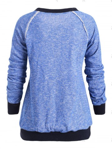 Kangaroo Pocket Raglan Sleeves Heathered Sweatshirt
