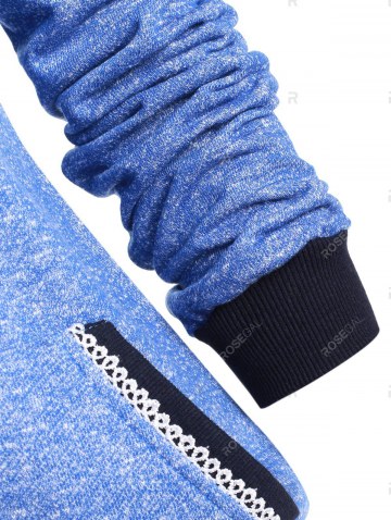 Kangaroo Pocket Raglan Sleeves Heathered Sweatshirt