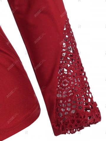 Keyhole Twist Lace Panel Long Sleeve Top