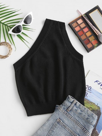 Knitted Cropped One Shoulder Tank Top
