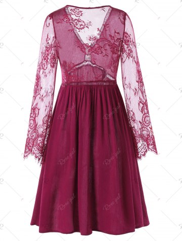 Lace Embellished Long Sleeve Dress