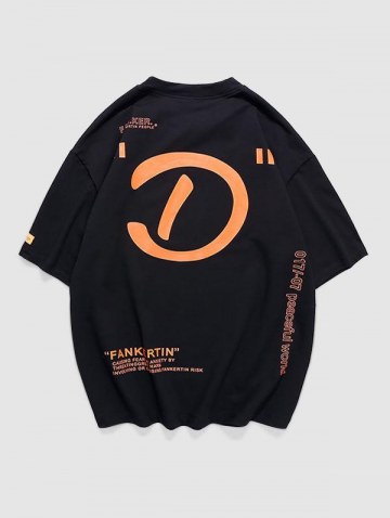 Letter And Graphic Print Short Sleeve Casual T Shirt