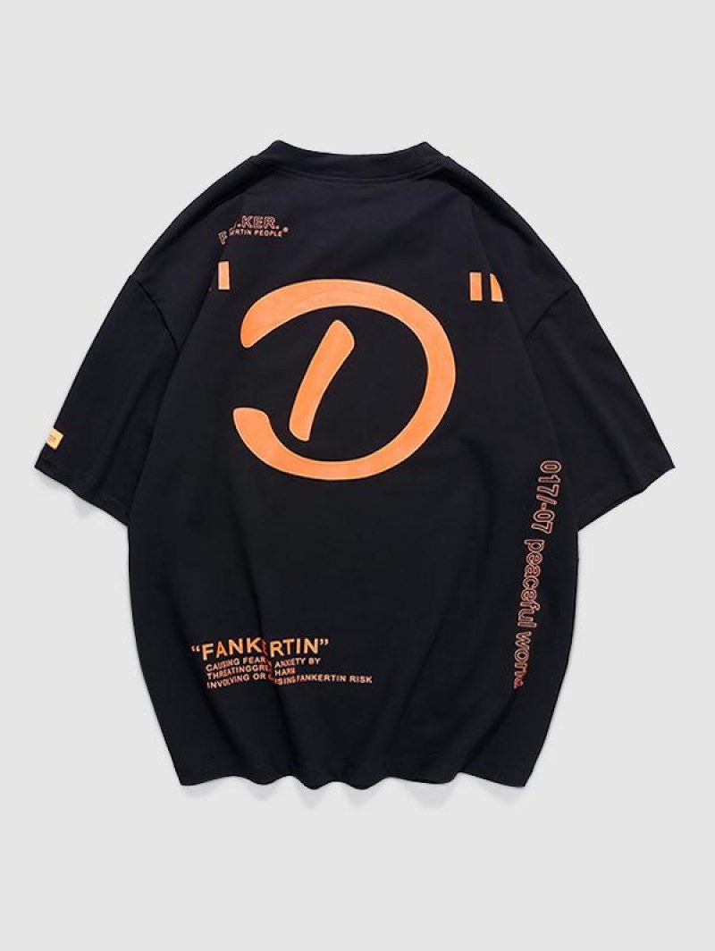 Letter And Graphic Print Short Sleeve Casual T Shirt