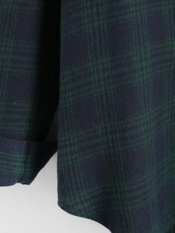 Long Sleeve Plaid Shirt With Colorblock Hood