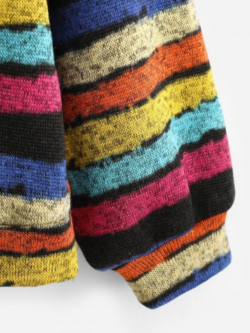 Loose Colorful Stripes Fleece Lined Sweatshirt