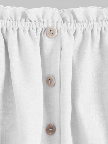 Off Shoulder Ruffle Mock Button Crop Blouse
