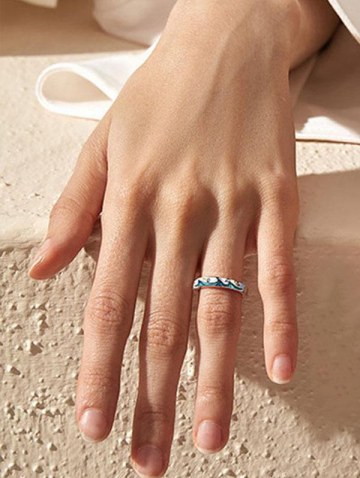 Ombre Color Sea Wave Pattern Couple Ring