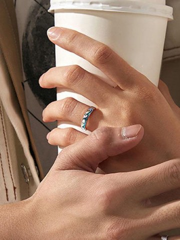 Ombre Color Sea Wave Pattern Couple Ring