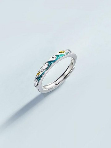 Ombre Color Sea Wave Pattern Couple Ring