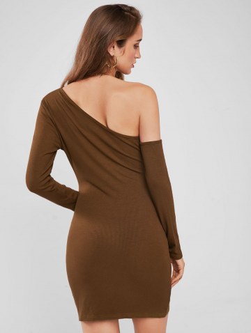 One Shoulder Cut Out Criss Cross Slinky Dress