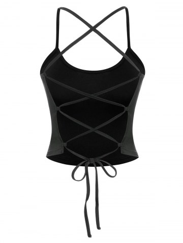 Open Back Lace Up Cami Tank Top