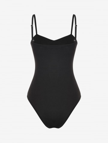 Overlap Solid Overlock-style Cami Bodysuit