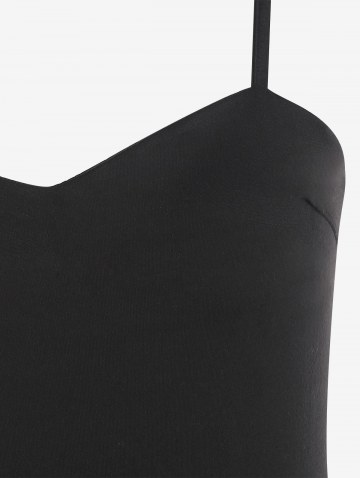 Overlap Solid Overlock-style Cami Bodysuit