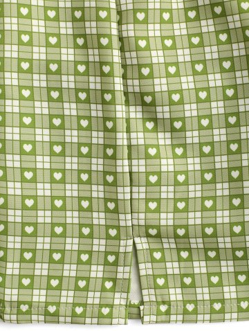 Plaid Heart Split Hem Mini Skirt