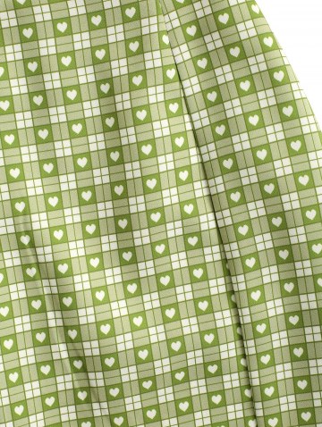 Plaid Heart Split Hem Mini Skirt