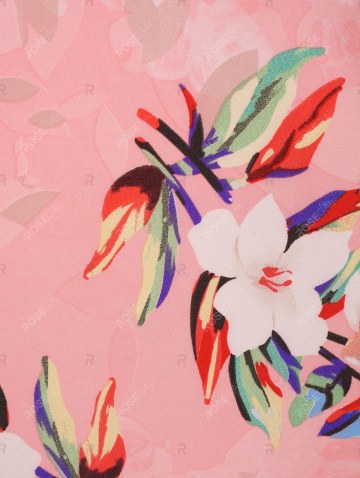 Plunge Ruffled Floral Print Midi Dress