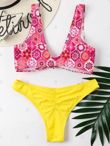 Print Tie Knot Scrunch Bikini