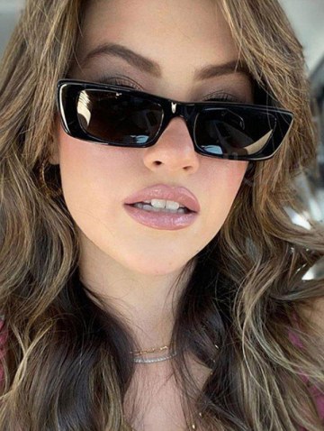 Rectangle Frame Wide Temple Sunglasses