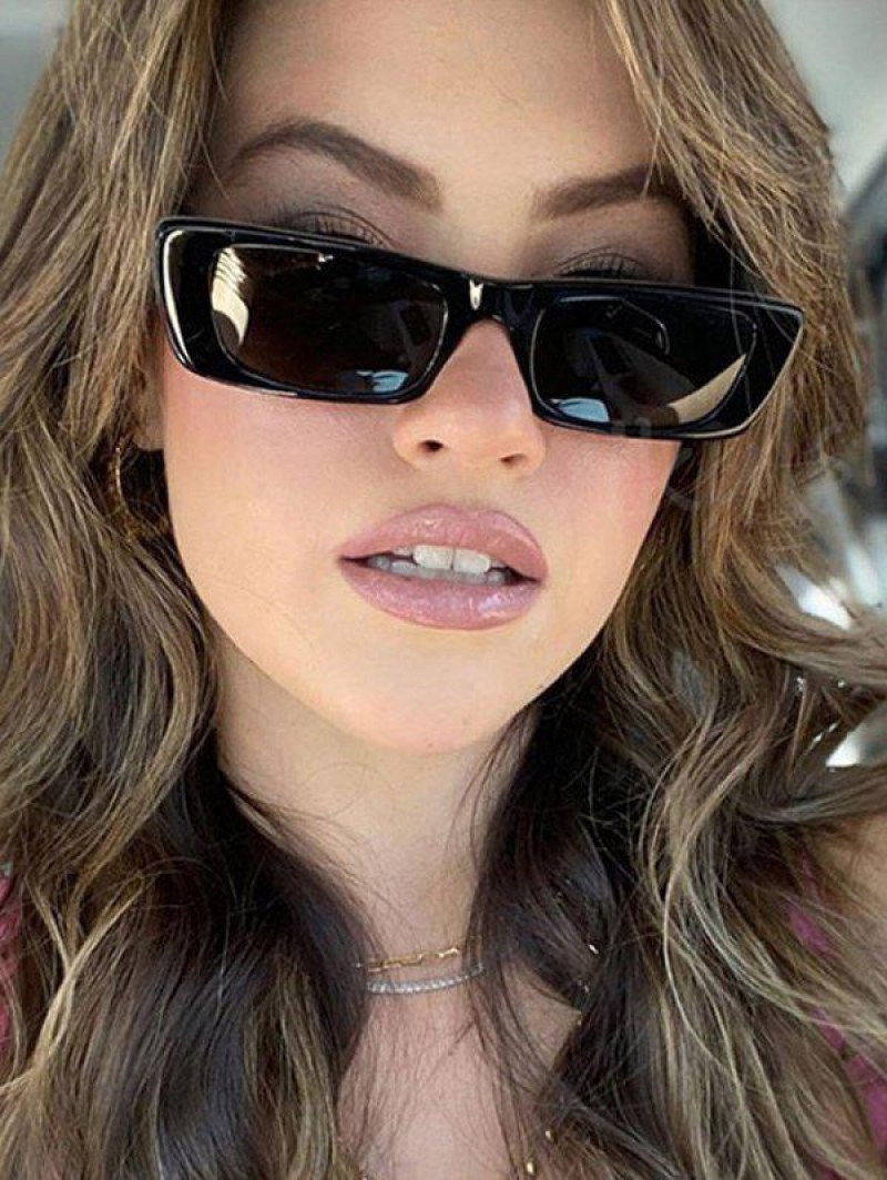 Rectangle Frame Wide Temple Sunglasses