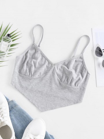 Ribbed Asymmetric Hem Crop Top