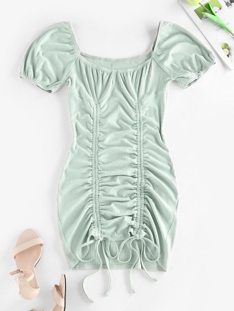 Ribbed Cinched Bodycon Mini Dress