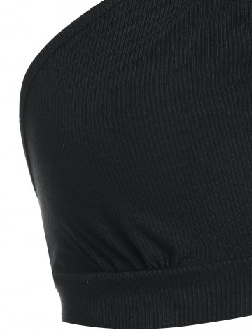 Ribbed Criss Cross Keyhole Cutout Top