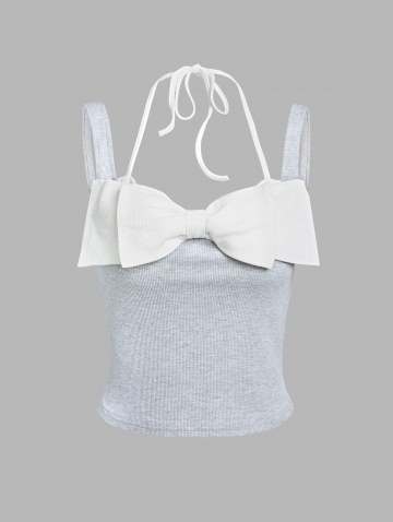Ribbed Halter Bow Tank Top