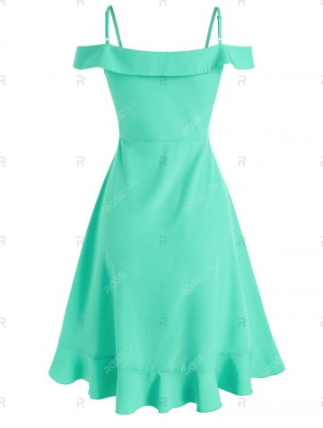 Ruffle Hem Cold Shoulder Surplice Dress