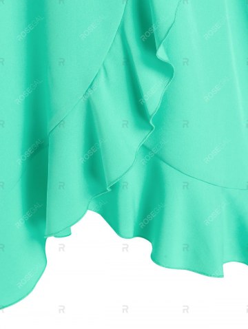 Ruffle Hem Cold Shoulder Surplice Dress