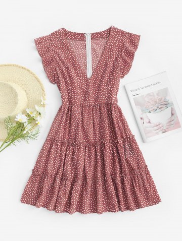 Ruffles Raindrop Print Tiered Mini Dress