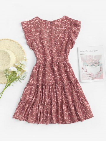 Ruffles Raindrop Print Tiered Mini Dress