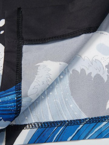 Sea Wave And Koi Fish Pattern Open Front Kimono