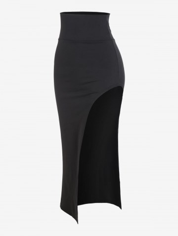 Sheer Mesh Bustier Tank Top With High Slit Maxi Skirt Two Piece Dress Set