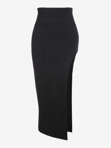 Sheer Mesh Bustier Tank Top With High Slit Maxi Skirt Two Piece Dress Set