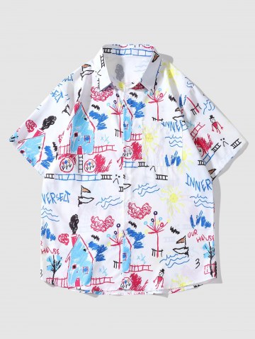 Short Sleeve Aquarelle Print Pocket Shirt