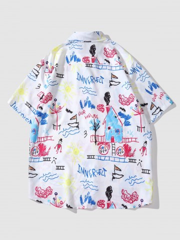 Short Sleeve Aquarelle Print Pocket Shirt