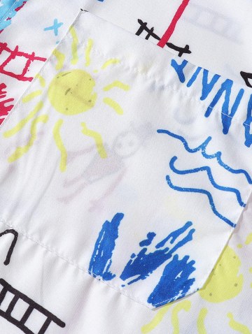 Short Sleeve Aquarelle Print Pocket Shirt