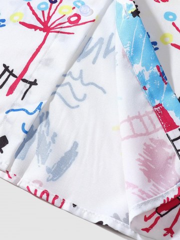 Short Sleeve Aquarelle Print Pocket Shirt