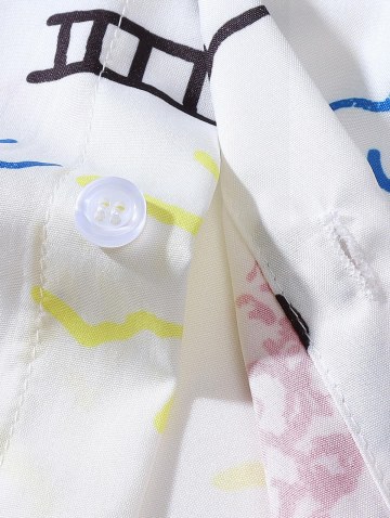 Short Sleeve Aquarelle Print Pocket Shirt