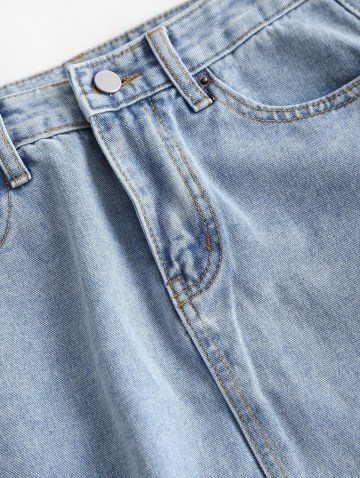 Shredded Distressed Frayed Denim Mini Skirt