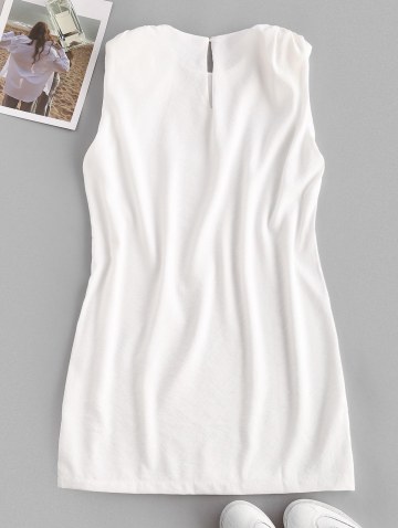 Sleeveless Padded Shoulder Straight Mini Dress